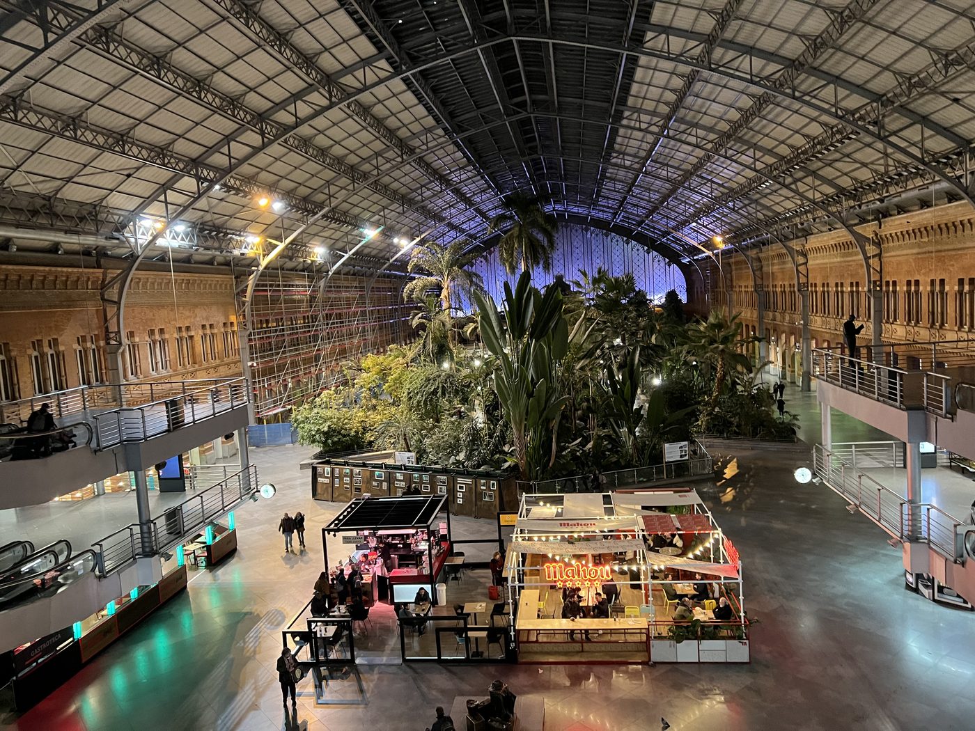 The vaulted main concourse of Madrid's Atocha railway station